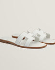 Leather Flat Sandals with Cut Out Strap 0