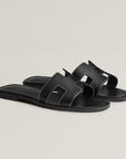 Leather Flat Sandals with Cut Out Strap 1