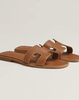 Leather Flat Sandals with Cut Out Strap 2