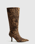 Leopard Print Knee High Boots for Women with Pointed Toe and Mid-Heel – Stylish and Comfortable 2