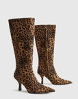 Leopard Print Knee High Boots for Women with Pointed Toe and Mid-Heel – Stylish and Comfortable 3