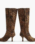 Leopard Print Knee High Boots for Women with Pointed Toe and Mid-Heel – Stylish and Comfortable 5