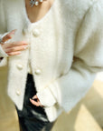Louise | Fuzzy Button Short Wool Coat 1