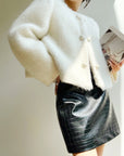Louise | Fuzzy Button Short Wool Coat 2