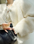 Louise | Fuzzy Button Short Wool Coat 4