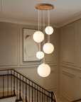 LumiGlow | Scandinavian Chandelier Moon Lamp Stairs with Sculptural Elegance 4