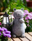 LunaGlow | Charming Hand-Painted Solar Cat Garden Statue for Outdoor Décor 0
