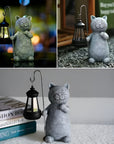 LunaGlow | Charming Hand-Painted Solar Cat Garden Statue for Outdoor Décor 1