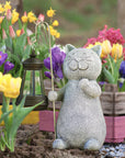 LunaGlow | Charming Hand-Painted Solar Cat Garden Statue for Outdoor Décor 2