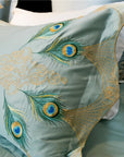 LuxeFeathers – Luxurious Egyptian Cotton Duvet Set with Teal and Peacock Pattern 1