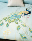 LuxeFeathers – Luxurious Egyptian Cotton Duvet Set with Teal and Peacock Pattern 2