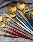 LuxeGleam | Elegant Gold Silver 24-Piece Stainless Steel Cutlery Set 5