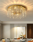 Luxury Flush Mount Ceiling Light Fixture with Crystal and Stainless Steel Design for Modern and Classic Interiors 0