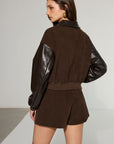 Lyra | Faux Leather Panel Corduroy Zip-Up Jacket 5