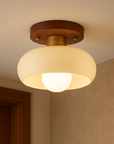 Lystra | Classic Wooden Cream Ceiling Lamp 0