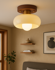 Lystra | Classic Wooden Cream Ceiling Lamp 1