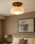 Lystra | Classic Wooden Cream Ceiling Lamp 3