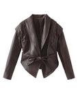 Madonna | Women's Leather Winter Jacket with Tie Belt 0