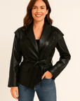 Madonna | Women's Leather Winter Jacket with Tie Belt 2