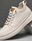 Mason | Chic Comfortable Mens White Leather Sneakers 10