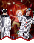 Men’s Funny Halloween Clown Costume Jumpsuit | Polka Dot Striped 4