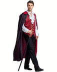 Men’s Gothic Vampire Halloween Costume | Long Cape Ruffled Shirt 1