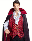 Men’s Gothic Vampire Halloween Costume | Long Cape Ruffled Shirt 3