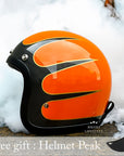Men’s Low Profile Motorcycle Helmet Vintage DOT ECE Approved Fiberglass 12