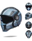 Men’s Motorcycle Helmet Double Lens Vintage Modular ABS 16