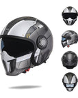 Men’s Motorcycle Helmet Double Lens Vintage Modular ABS 18