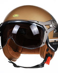 Men’s Motorcycle Helmet Lightweight ABS Vintage Racer with Leather Lining 0