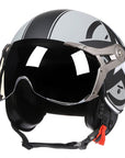 Men’s Motorcycle Helmet Lightweight ABS Vintage Racer with Leather Lining 3
