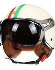 Men’s Motorcycle Helmet Lightweight ABS Vintage Racer with Leather Lining 4
