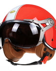 Men’s Motorcycle Helmet Lightweight ABS Vintage Racer with Leather Lining 5