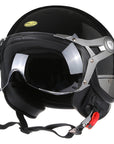 Men’s Motorcycle Helmet Lightweight ABS Vintage Racer with Leather Lining 9