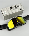 Men's Retro Motorcycle Goggles Fit Over Glasses Durable UV Protection HD Lens 5