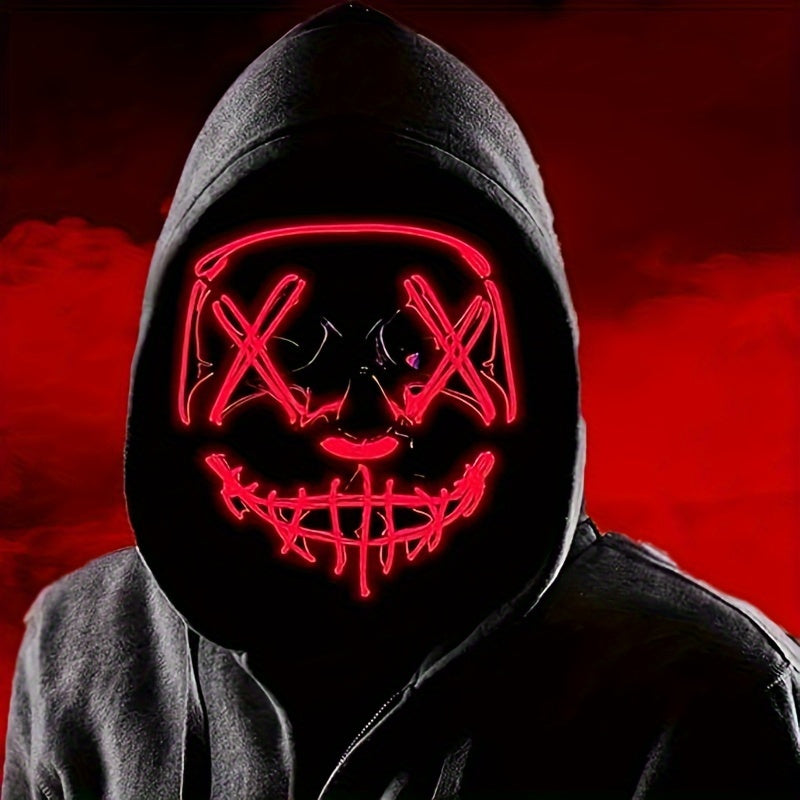 Men’s Scary LED Halloween Mask | Light Up Anonymous Cosplay 0