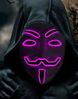 Men’s Scary LED Halloween Mask | Light Up Anonymous Cosplay 9