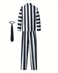 Men’s Striped Halloween Movie Costume Suit | Long Sleeve 3-Piece 1