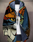 MeowMosaic – Abstract Cat Cardigan 1