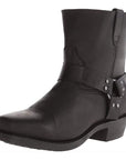 Mid-Cut Black Leather Biker Boots for Women with Harness Detail – Stylish Moto Footwear 7