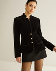 Miracle | Velvet Stand Collar Blazer 0