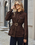 Murphy | Multiple Pocket Belted Suede Trench Coat 0