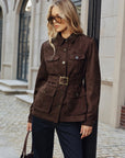 Murphy | Multiple Pocket Belted Suede Trench Coat 3