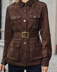 Murphy | Multiple Pocket Belted Suede Trench Coat 4