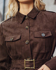 Murphy | Multiple Pocket Belted Suede Trench Coat 5