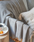 NordicWeave | Cozy Textured Knitted Throw Blanket for Sofa or Bed 3