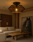Novion | Vintage Bamboo Woven Ceiling Lamp with Modern Touch 5