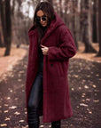 Oversized Hooded Wool Coat for Women – Full Length Button Closure Winter Trench Coat 0
