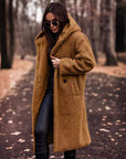 Oversized Hooded Wool Coat for Women – Full Length Button Closure Winter Trench Coat 1